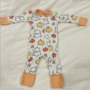 Halloween Ghost and Pumpkin Kids One Piece Monica Andy Organic 0 3 candy corn